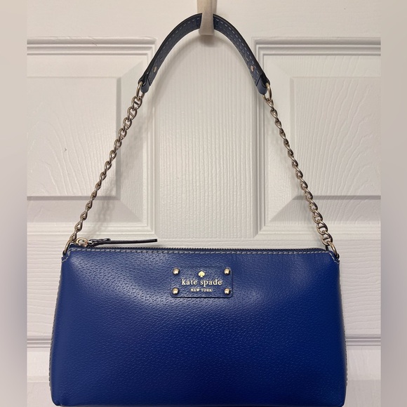 kate spade Handbags - Host Pick!! Kate Spade Wellesley Byrd Blue Leather Purse with Gold Chain